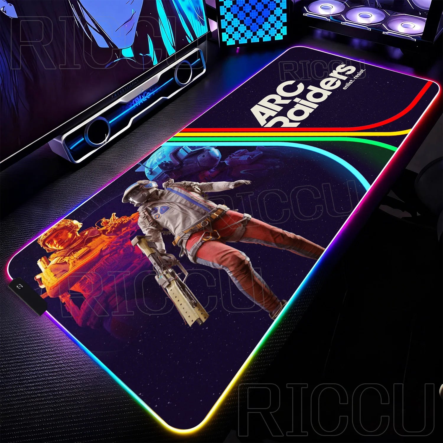 RGB Mouse Pad Gamer ARC raiders gunfight Computer Table LED rubber Rug Mat Popular FPS Game Large Gaming carpet expand Desk mat