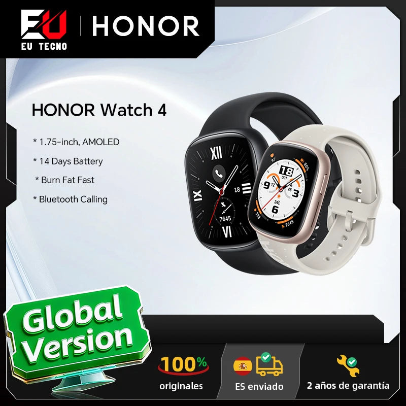 Global Version HONOR Watch 4 Smart Watch 5ATM Blood Oxygen Monitor BT5.2 GPS Bluetooth 5.2 Up to 14 Days Long Battery