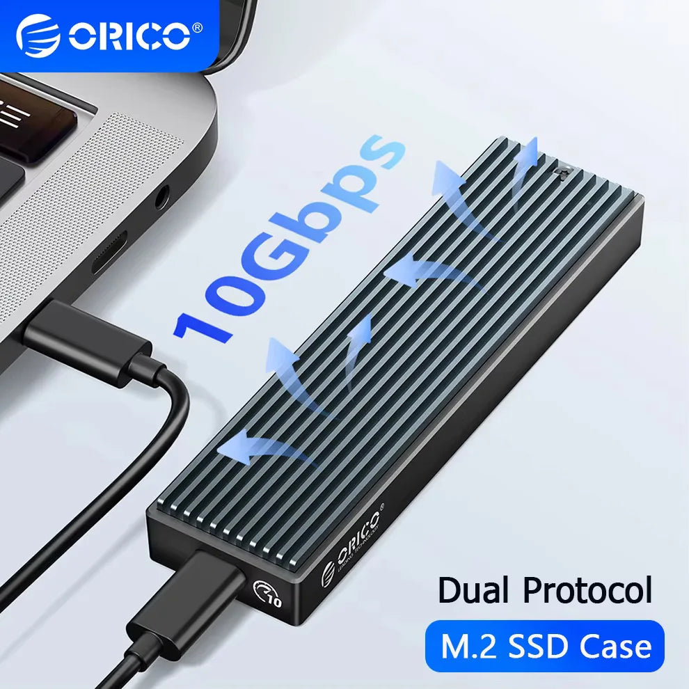 ORICO M.2 NVMe Enclosure USB 3.2 10Gbps SSD Storage Box  Dual Protocol NVMe Solid State Drive External Case M2 HD Hard Disk
