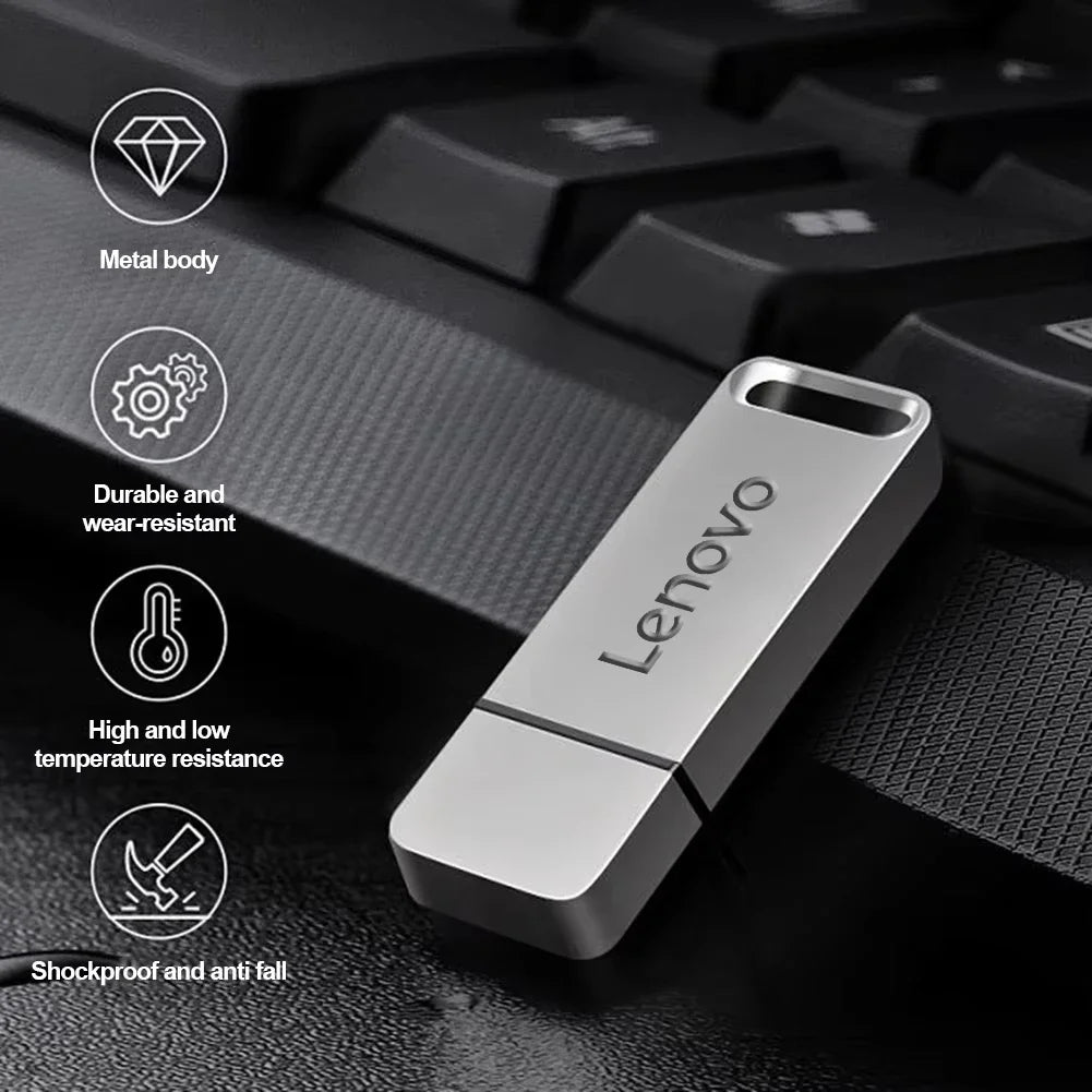 Lenovo Metal 16TB USB 3.2 U Disk Flash Drive 2TB High Speed File Transfer 4TB Ultra-large Capacity Waterproof Mechanical Style
