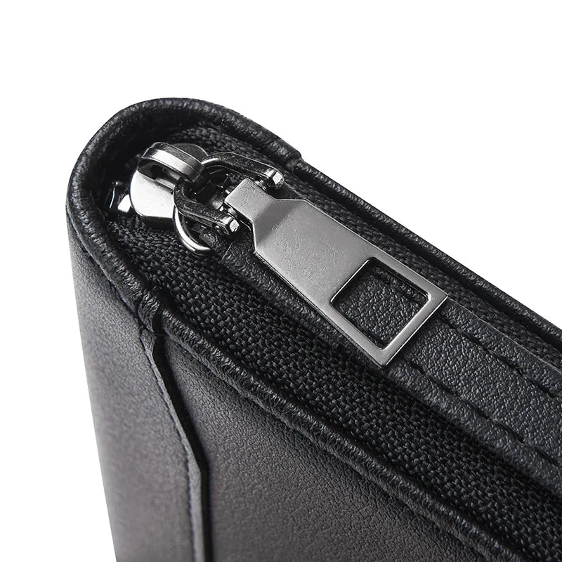 New Men's PU leather Splice mass long zipper wallet New soft Fashion clutch bag Hand clutch bag Zipper clutch bag