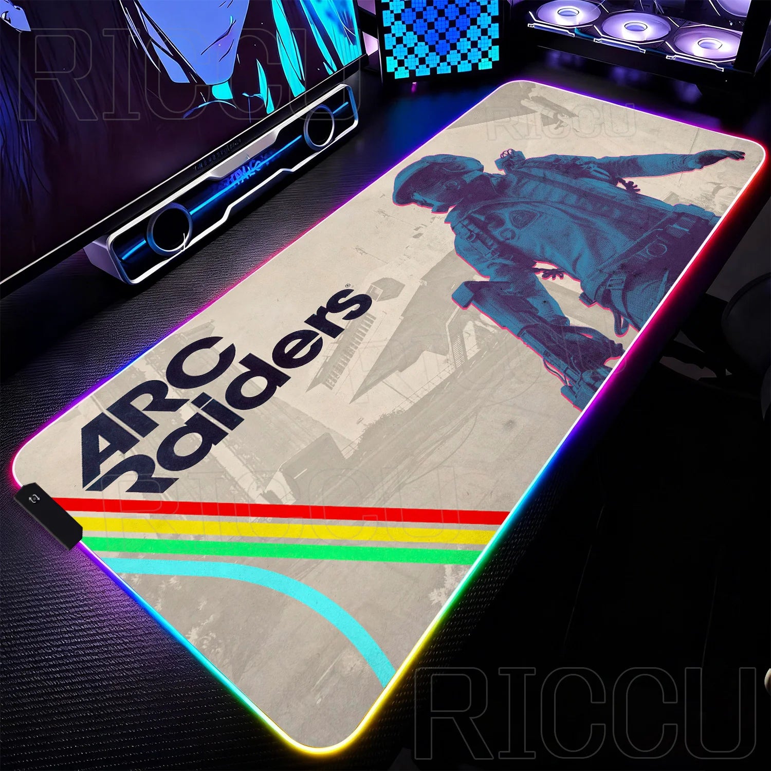 RGB Mouse Pad Gamer ARC raiders gunfight Computer Table LED rubber Rug Mat Popular FPS Game Large Gaming carpet expand Desk mat
