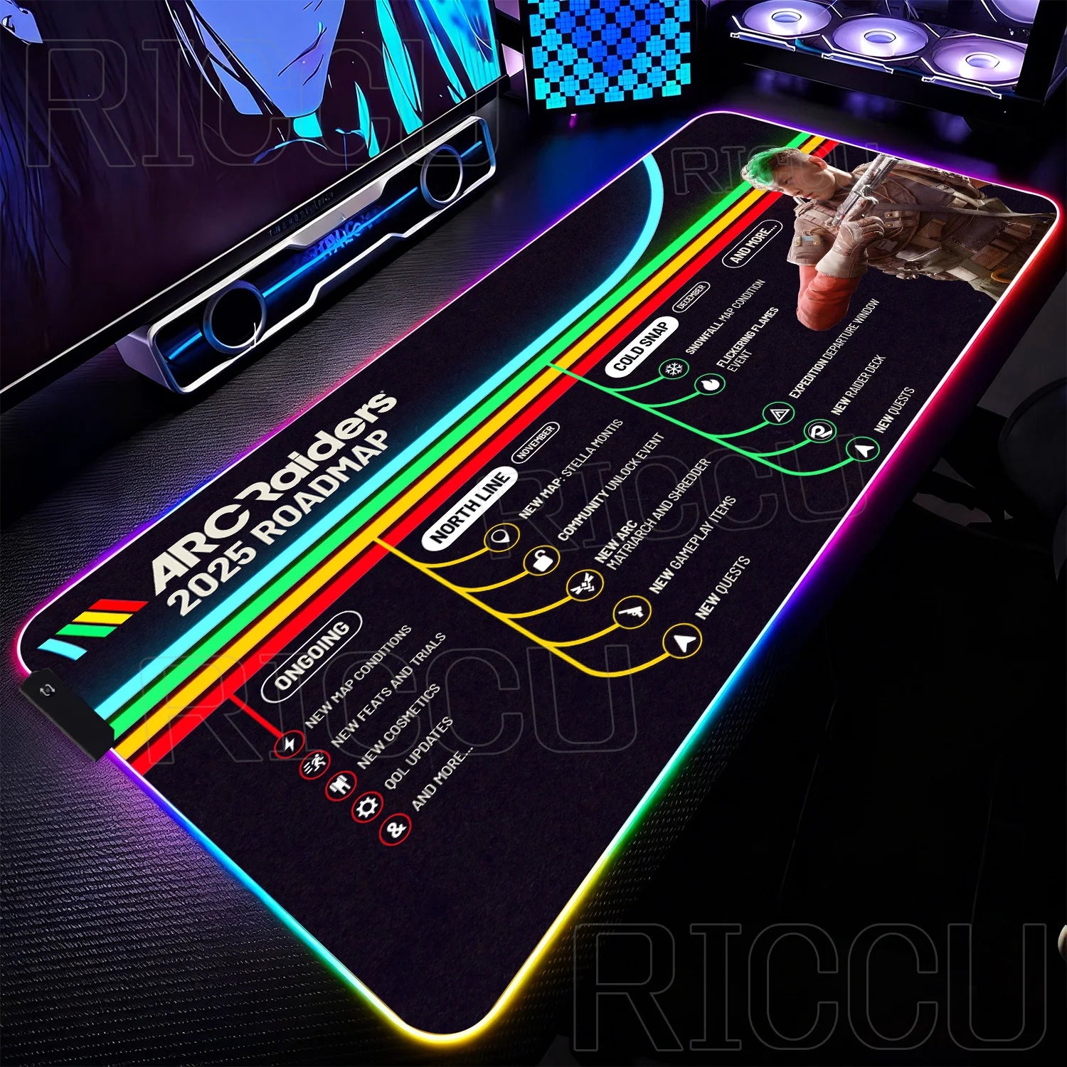 RGB Mouse Pad Gamer ARC raiders gunfight Computer Table LED rubber Rug Mat Popular FPS Game Large Gaming carpet expand Desk mat