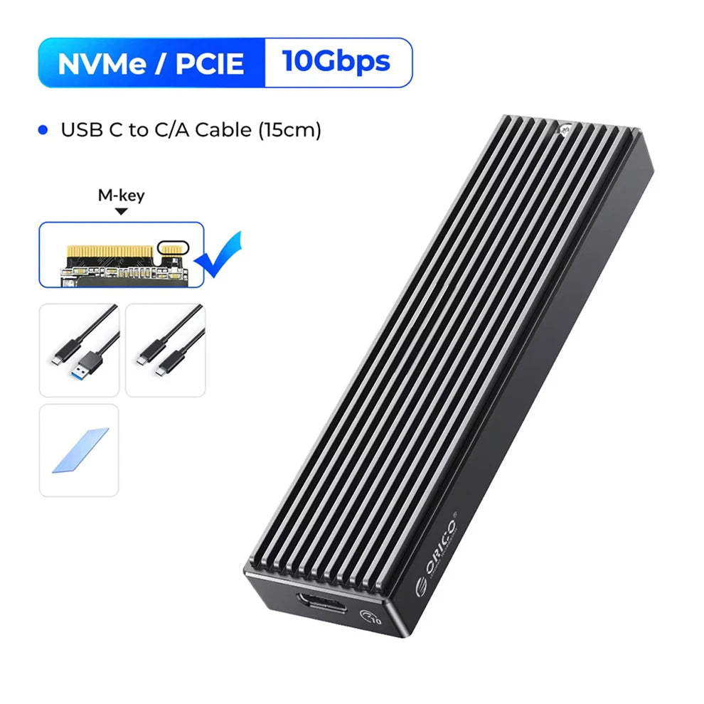 ORICO M.2 NVMe Enclosure USB 3.2 10Gbps SSD Storage Box  Dual Protocol NVMe Solid State Drive External Case M2 HD Hard Disk