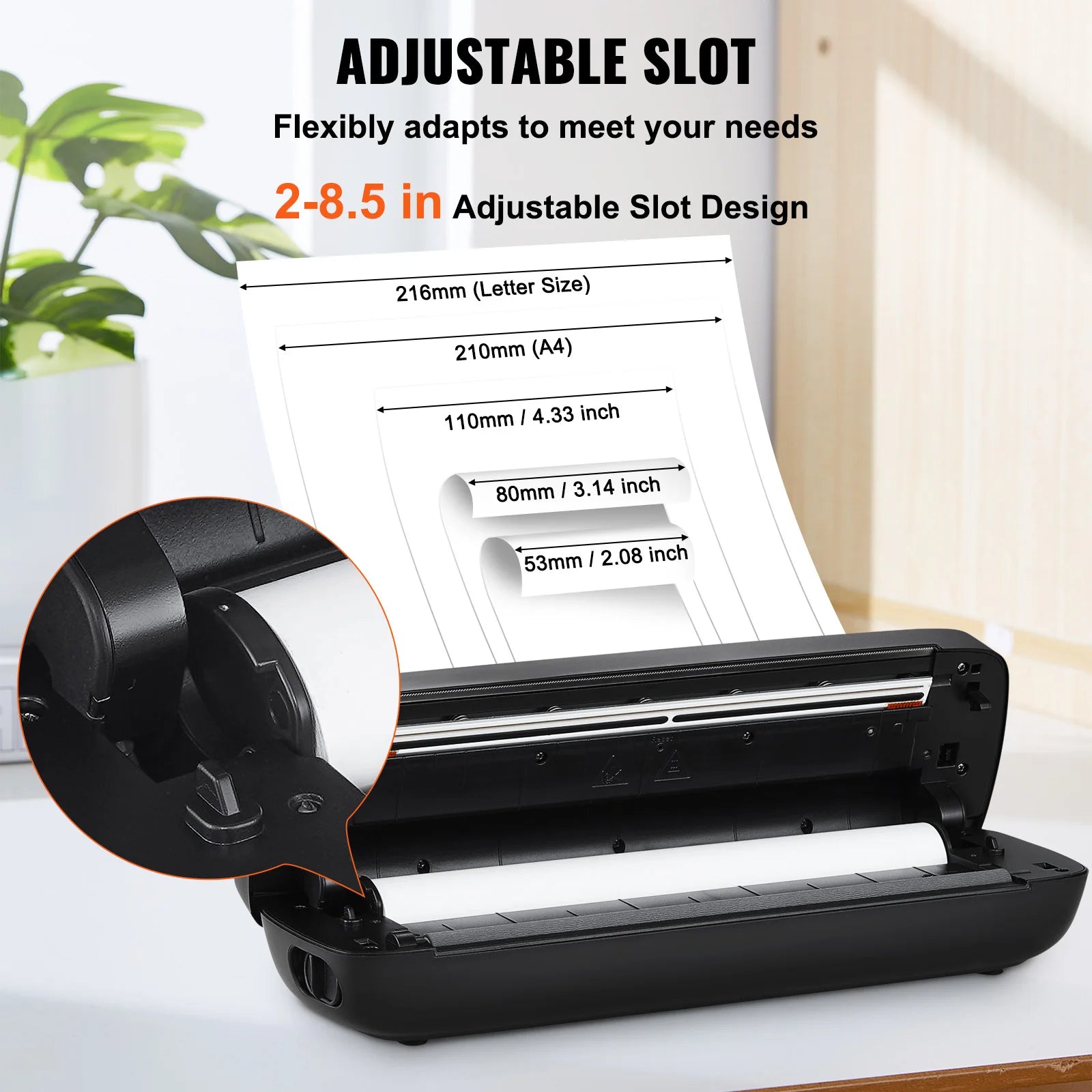 VEVOR Portable Bluetooth Inkless Mobile Thermal Printer for A4 A5 11-2600mAh Battery Compatible with Mutiple Systems Home Office