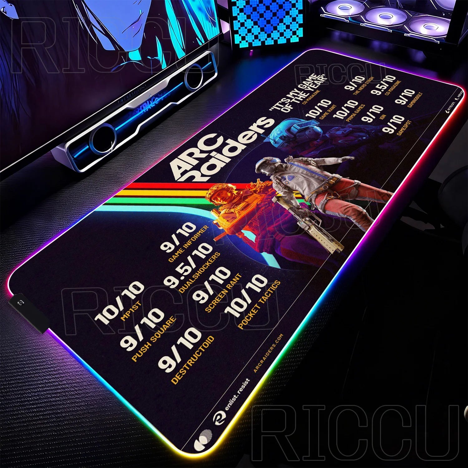 RGB Mouse Pad Gamer ARC raiders gunfight Computer Table LED rubber Rug Mat Popular FPS Game Large Gaming carpet expand Desk mat