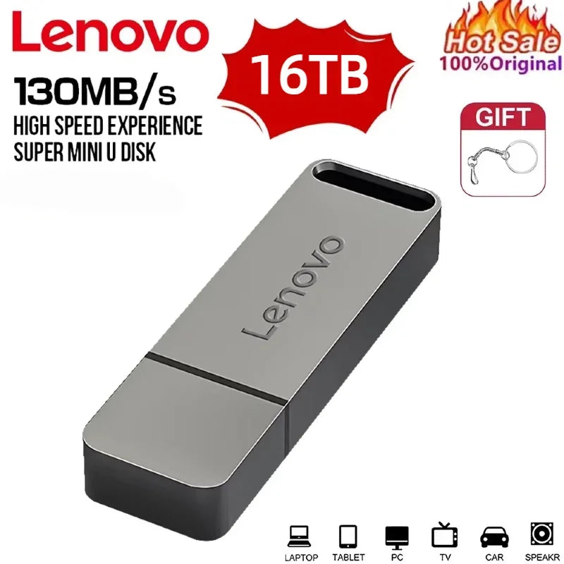 Lenovo Metal 16TB USB 3.2 U Disk Flash Drive 2TB High Speed File Transfer 4TB Ultra-large Capacity Waterproof Mechanical Style