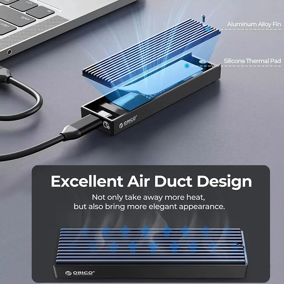 ORICO M.2 NVMe Enclosure USB 3.2 10Gbps SSD Storage Box  Dual Protocol NVMe Solid State Drive External Case M2 HD Hard Disk