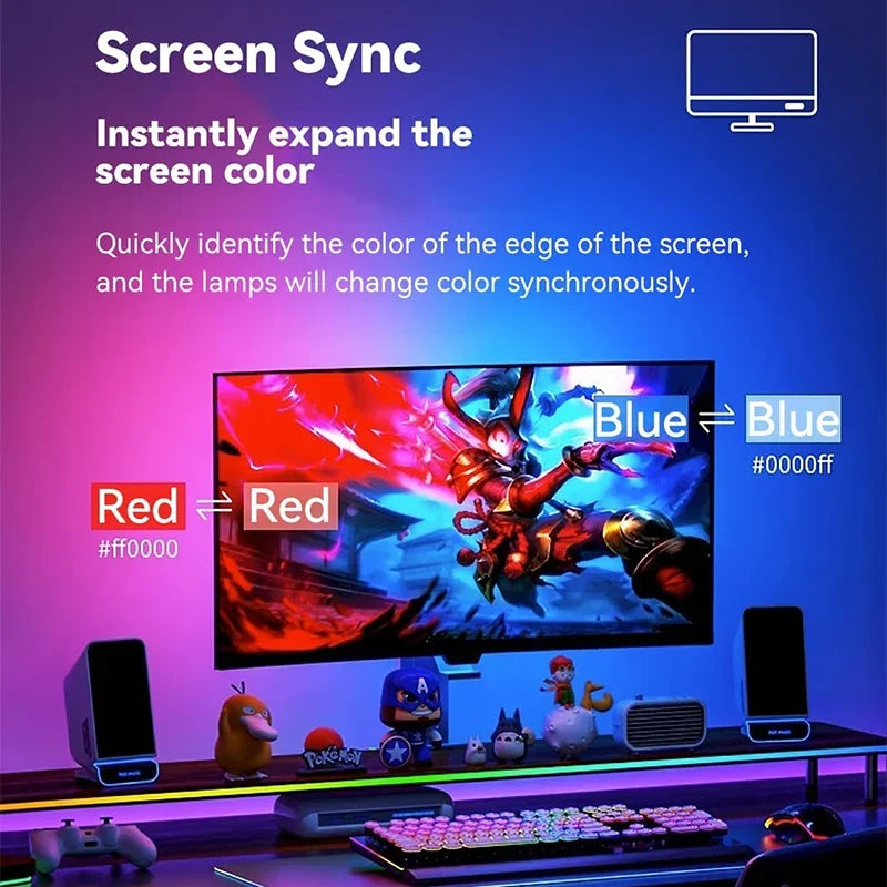 Screen Ambilight RGB Lights LED Light Strip Computer Colar Sync Monitor Ambient Lighting PC Backlight Pickup Light for Game Room